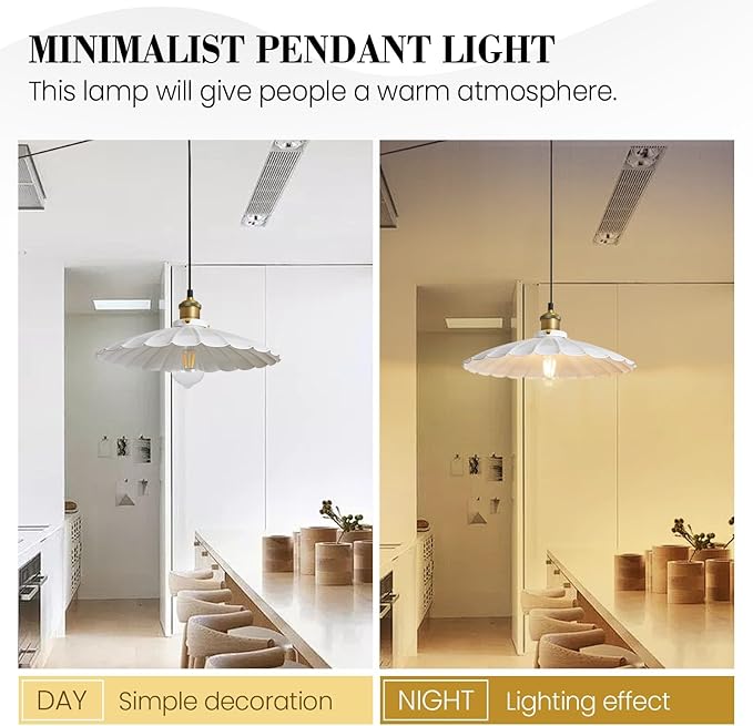 Hanging Lamp Plug in White 15.7 Inch Metal Lampshade Pendant Light Adjustable 14Ft Cord Pendant Light Plug in Living Room Bedroom Farmhouse Industrial Hanging Lights 2Pack