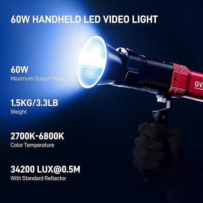 GVM PD60C RGB Video Light, 3 Packs 60W COB Photography Lighting with Softbox, Portable Studio Light, IP65 Water Resistant Handheld Spotlight for Photographers, 2700-6800K, 34200lux/0.5m