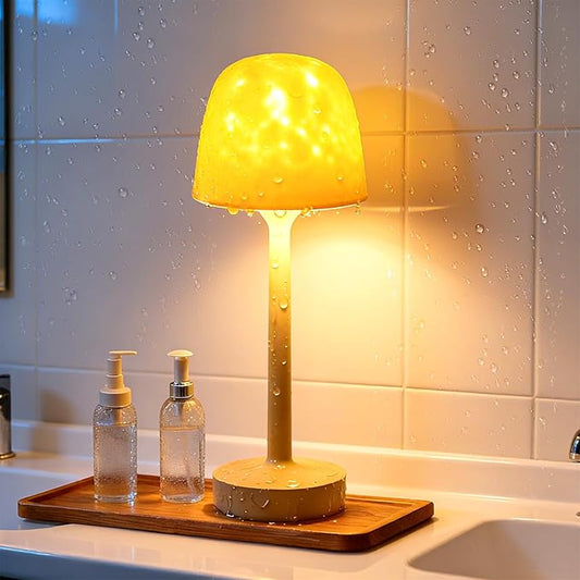 Spa-Like Shower Lamp, Waterproof Bathroom Lamp, Rechargeable Shower Light with Touch & Remote Control, with 16 Color Ocean Wave Projector, Cordless Light for Inside Shower/Bathtub