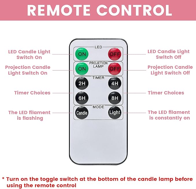 Flameless Candle Heart Projector Light,Valentines Day Decorations Candles Lamp with Romantic Heart Projector Lights, Battery Operated LED Candle with Remote&Timer for Girl Women Mom (Ivory - Heart)
