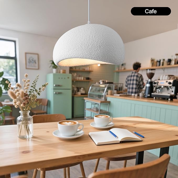 15.7 inch Wabi Sabi Pendant Light Modern Japanese Ceiling Fixture for Dining Room Kitchen Island Hallway, White E26 Base Hanging Lamp (40cm/15.7in)