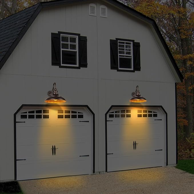 Exterior Farmhouse Gooseneck Barn Light, 3PCS Dusk to Dawn Outdoor Lighting, 16 Inch Vintage Outside Garage Lights Fixtures for Patio Frontdoor Entryway Doorway