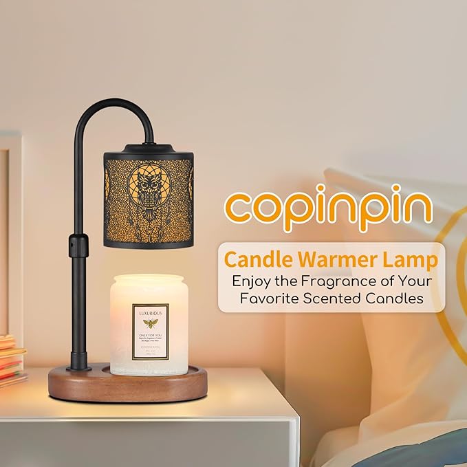 Dimmable Candle Warmer Lamp with Timer Adjustable Height for Scented Jar Candles Electric Candle Wax Melt Warmer for Home Decor Christmas Birthday Gifts for Women Mom(Butterfly + Owl)