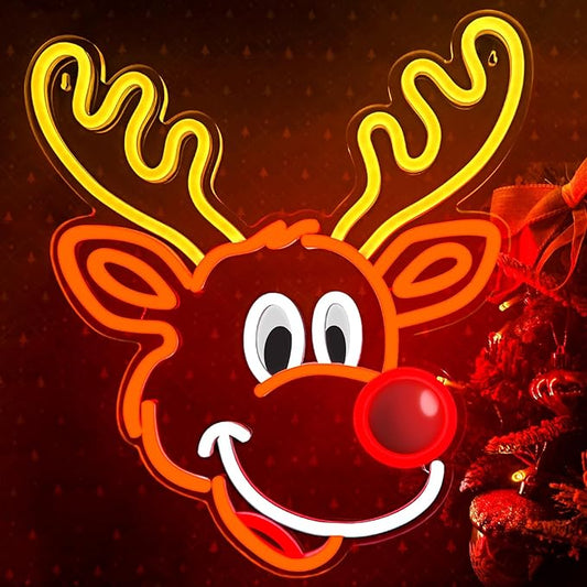 Christmas Elk Window Lights Decor Indoor, Deer Christmas Window Light Decorations for Holiday Indoor Bedroom Wall Door Glass Decorations (Elk)
