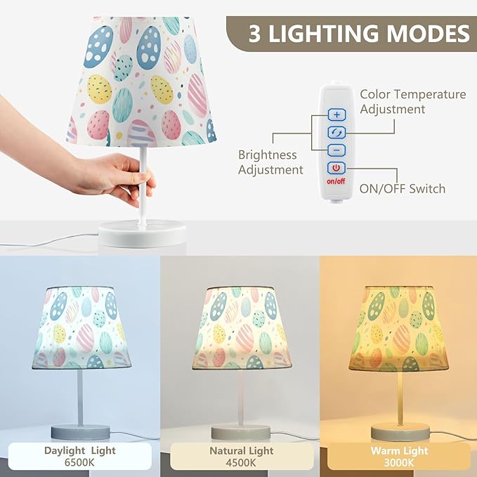 Easter Ege Table Lamp 3-Way Dimmable LED Bedside Lamps for Bedroom Living Room Office Desk LED Bulb Included
