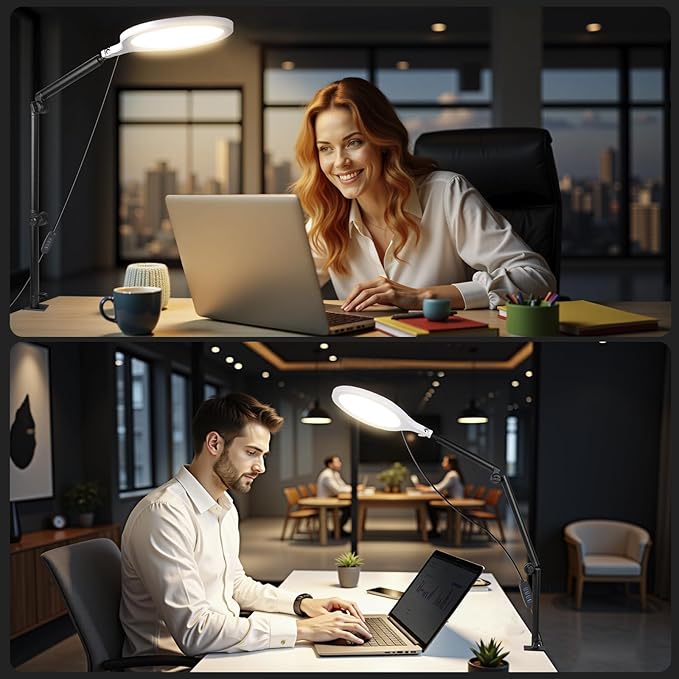 Desk Ring Light, 10" LED Ring Light for Desk with Clamp, 360°Rotate & Flexible Height Full-Screen Overhead Ringlight for Video Recording, TikTok, YouTube, Live Streaming, Content Creation