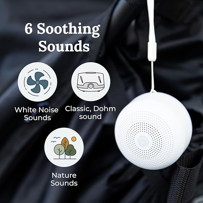 Yogasleep Travel Mini Portable White Noise Sound Machine (2 Pack) 6 Soothing Sounds, Volume Control, Dimmable Night Light, Sleep Therapy for Adults & Kids, USB Rechargeable, Lanyard Included