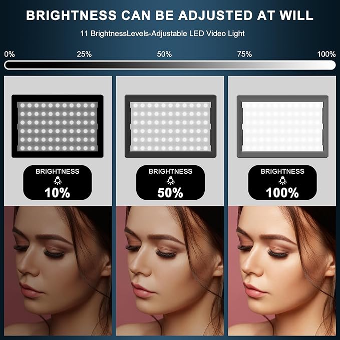 Jiang&Rong 2 Pack LED Video Lighting Kit - 5600K Adjustable USB Studio Light with Barndoor, 9 Colors, for Photography, Streaming, YouTube, TikTok, Film, Recording Studio, Camera Photo Light