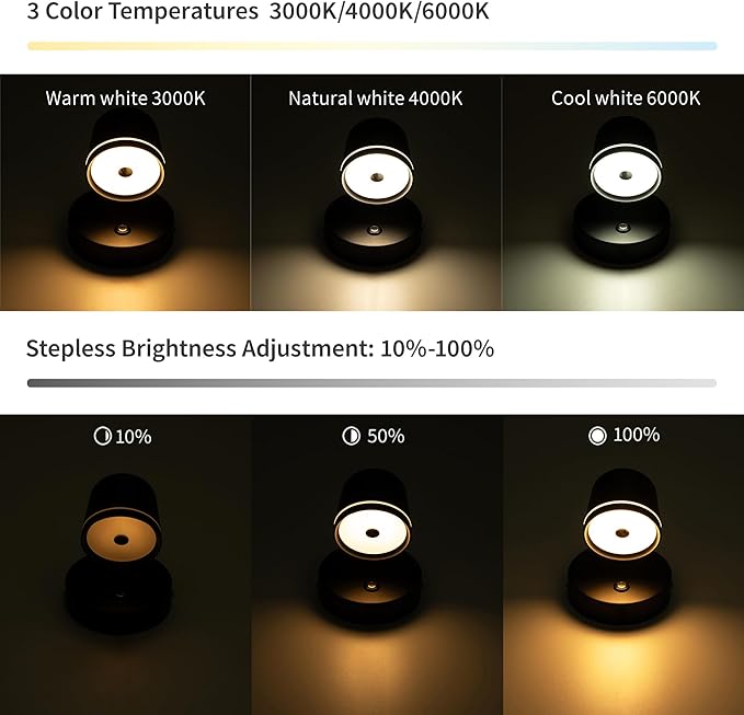 Aisilan Wall Sconce Set of 2, Hardwired Touch Dimmable Wall Light with 3 Color Temperatures, Adjustable 7W LED Wall Lamp CRI97, Modern Black Aluminum Sconce for Bedroom Bedside Hallway