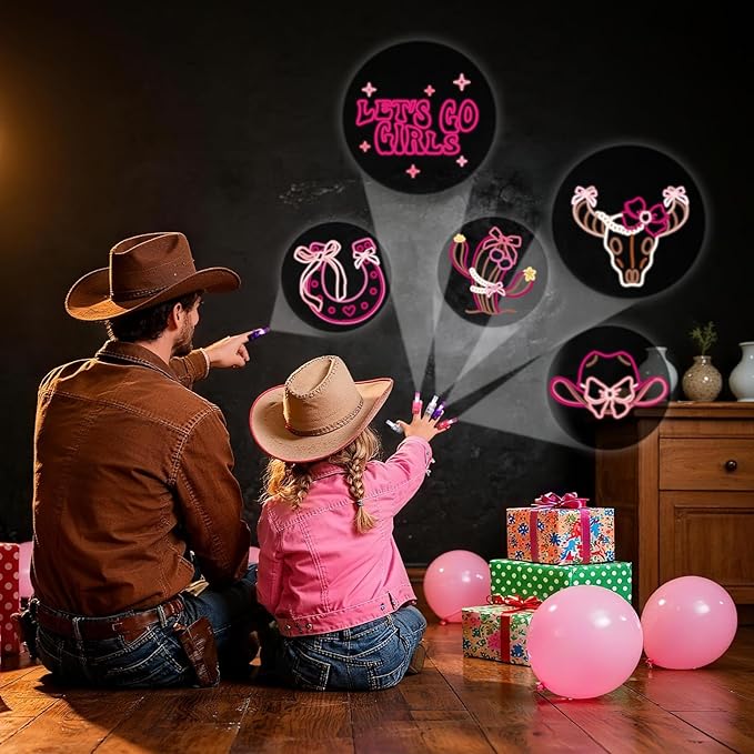 36 Pack Cowgirl Party Favors LED Finger Lights for Girls Birthday, Glow in the Dark Western Theme Party Supplies, Cowgirl Goodie Bag Stuffers, Classroom Rewards Carnival Prizes