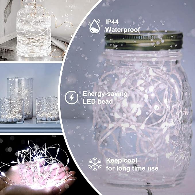 Fairy Light Battery Operated String Lights 6 Pack 20LED Copper Wire Firefly Twinkle Lights Indoor Waterproof for Christmas Halloween,Garden Party, Bedroom, Wedding, Birthday（Cool White）