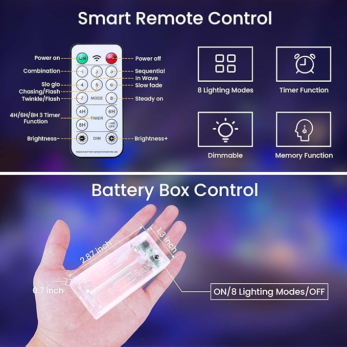 innolife 6 Pack LED Multicolor Fairy Lights Battery Operated with Remote Control & Timer, 10 Ft 30 LED Sliver Wire Twinkle Lights for Bedroom Christmas Wedding Party Indoor Outdoor Decoration