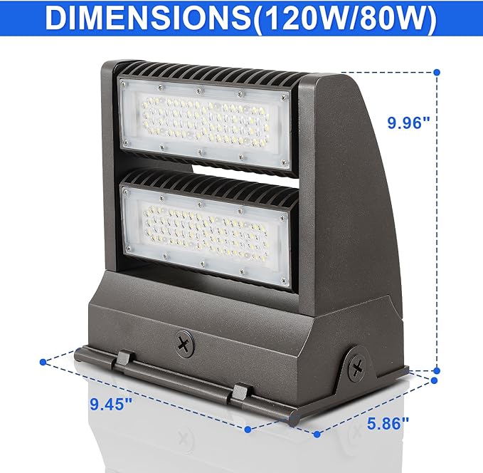 LED Wall Pack Light 80W Rotatable Adjustable 10800LM 5000K, Dimmable Outdoor Area Wall Pack Flood Lighting Fixture - Great for Warehouse Entrance Parking, IP65 Waterproof, UL&DLC Listed