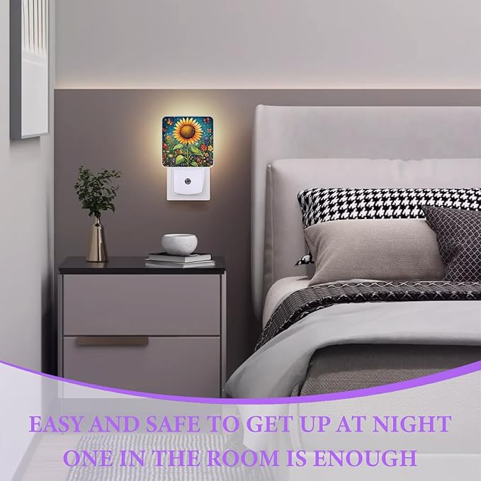 Sunflower Night Light,Butterfly Night Lights Plug into Wall,Led Lamp for Stairway/Hallway/Bedroom 0.5W Nightlight Sleep Friendly