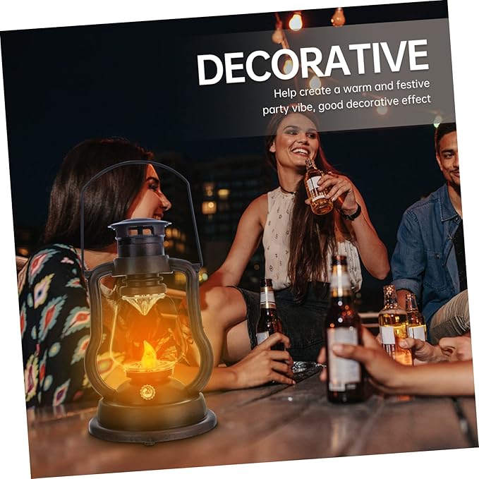 PRETYZOOM Retro Handheld Kerosene Lamp Portable Decorative Light for Home Bar Rechargeable Vintage Lantern Warm Glow for Festivals and Cozy Atmospheres