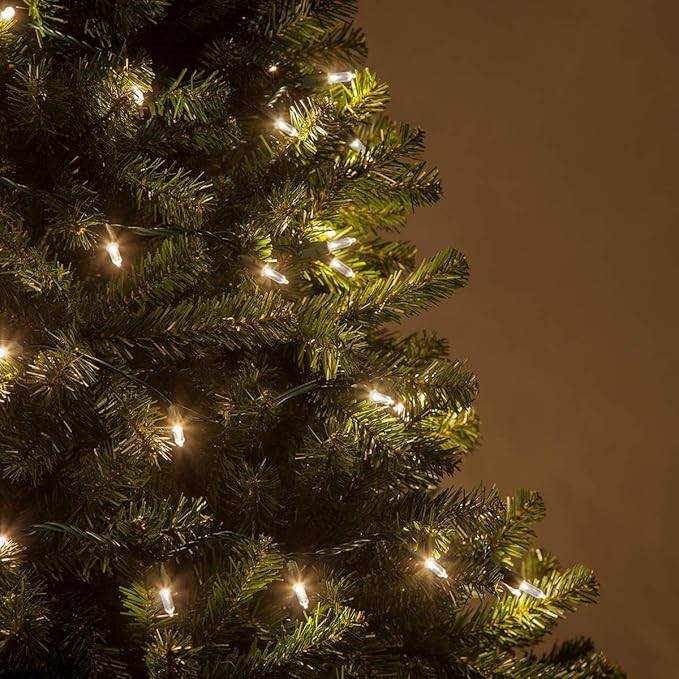 50 Cool White Christmas Tree Lights T5 LED, 25.5 ft Green Wire Indoor/Outdoor Commercial Grade Mini String, Holiday and Party Lighting