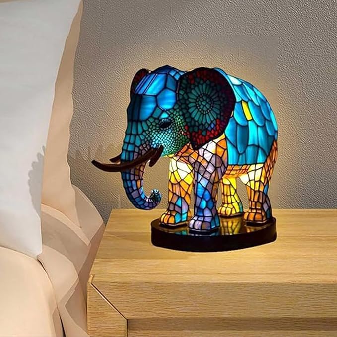 Vintage Animal Night Light Home Decor,Bohemian Resin Decorative Bedside Lamp,Retro Painting Table Lamp Nightlight for Bedroom Decoration, Party Decor,Gift for Animal Lovers,Friends and Familys 5.91In