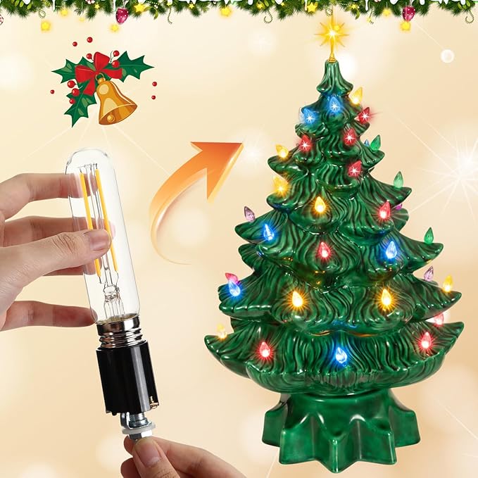 Honoson 3 Pack Large Ceramic Christmas Tree Wiring Kit 4 Watt LED Bulb, Ceramic Christmas Tree Replacement Lights, E26 Candelabra Base, Lamp Wiring Kit Nice for Lighting Large Size Objects