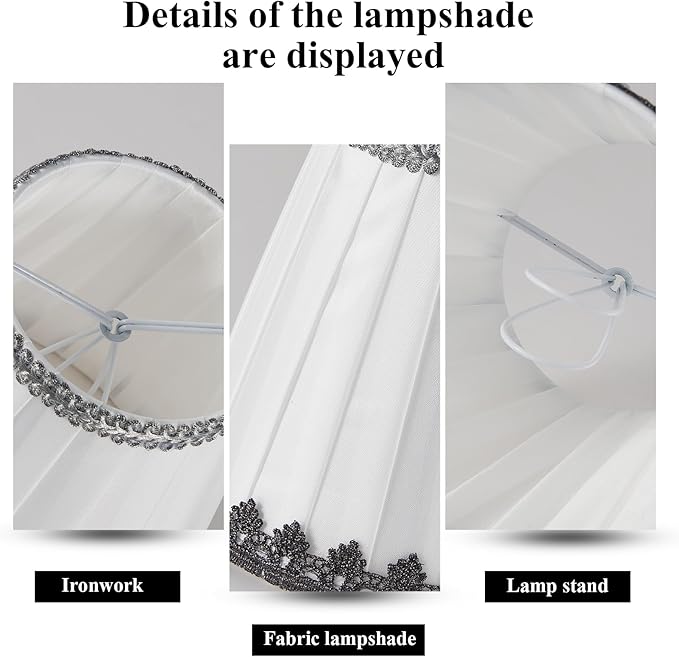 6 Pack White Linen Pleated Empire Clip-On Lampshades, 5.5" Top x 3.6" Bottom x 5.2" Height, Small Lamp Shades for Chandelier, Candle Wall Light Replacement