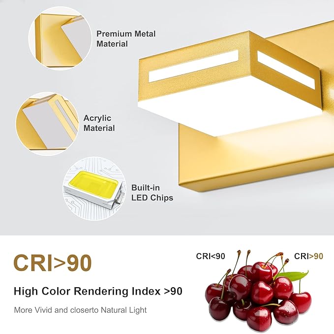 40-Inch 5-Light LED Modern Gold Bathroom Vanity Light Fixtures Over Mirror, Bathroom Lighting Fixtures with Cool White 6000K, Vanity Wall Lights for Bath Restroom Powder Room