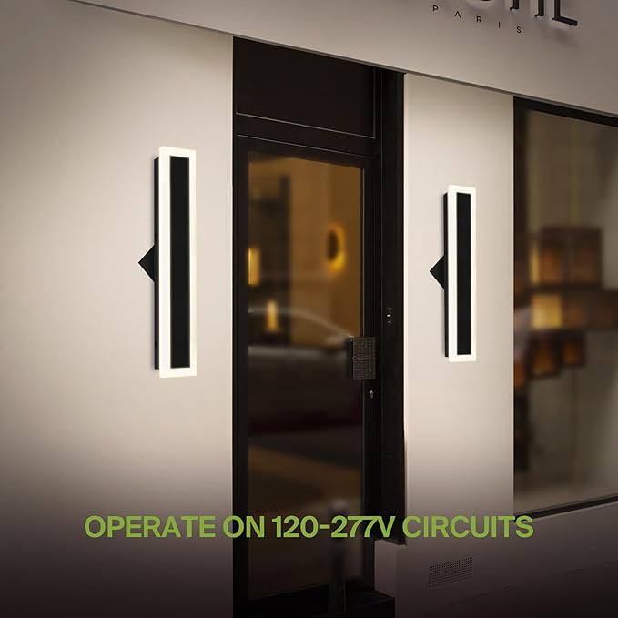 ASD LED 24" Long Wall Mount Light Fixture, Outdoor & Indoor Linear Sconce | 3CCT, Dimmable, Waterproof, Anti-Rust, ETL Listed | 24W 2000LM 3000-5000K 100-277V | Exterior Porch Lighting | Black