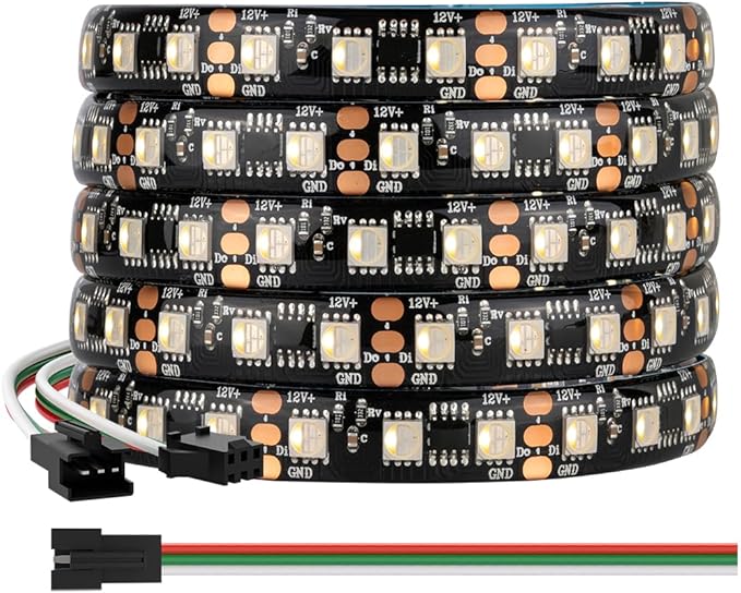 BTF-LIGHTING WS2814 IC RGBW RGB+Warm White(Similar WS2812B) Addressable DC12V 16.4FT 84LED/m 14pixel/m 4 Colors in 1 Dream Color LED Strip 12mm Width PCB IP65 for Home Decor(No Adapter or Controller)