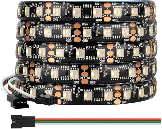 BTF-LIGHTING WS2814 IC RGBW RGB+Warm White(Similar WS2812B) Addressable DC12V 16.4FT 84LED/m 14pixel/m 4 Colors in 1 Dream Color LED Strip 12mm Width PCB IP65 for Home Decor(No Adapter or Controller)