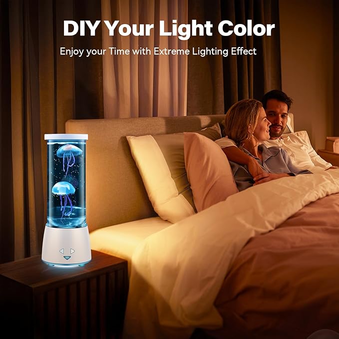 LED Jellyfish Tank Table Lamp with Remote Control, 17 Color Changing Night Light Aquarium Lamp Ambient Light for Living Room Bedroom Office, Christmas Holiday Birthday Gifts for Kids Adults Women Men