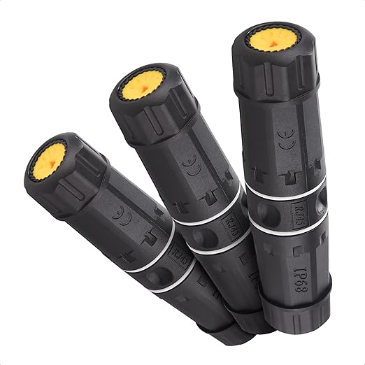 Cable Matters 3-Pack 10Gbps Cat6A Shielded IP68 Waterproof RJ45 Coupler (Waterproof Ethernet Connector for Outdoor) in Black