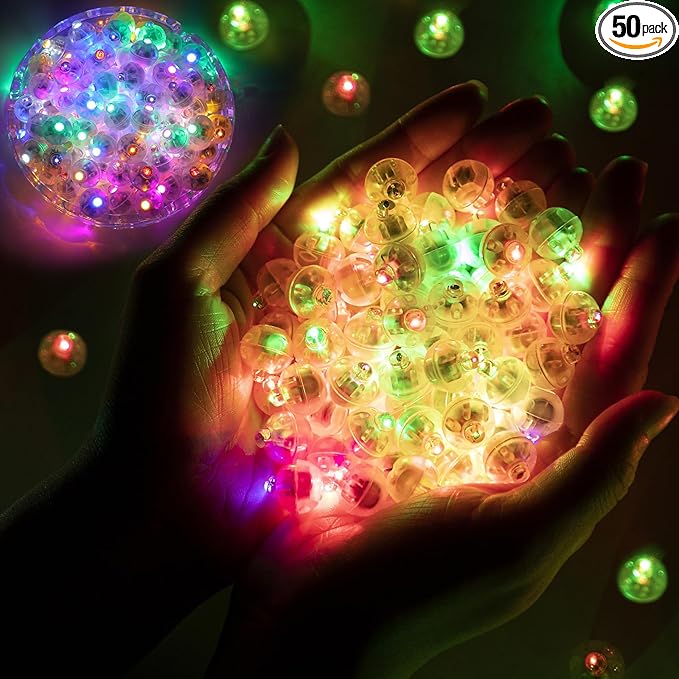 50pcs Balloon Lights Mini Led Lights Round Long Standby Time Ball Lamps Paper Lantern Balloons Lamps for Birthday Party Christmas Halloween Decoration Rainbow