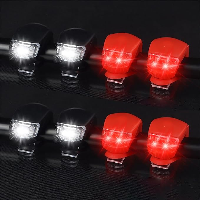 Malker Bicycle Light Front and Rear Silicone LED Bike Light Set - Bike Headlight and Taillight,Waterproof & Safety Road,Mountain Bike Lights,Batteries Included
