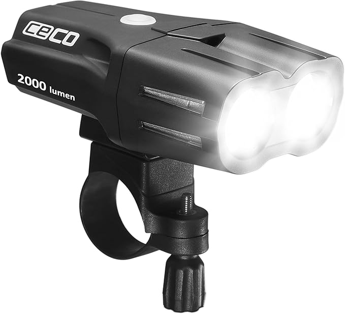 CECO USA 2000 Lumen USB Rechargeable Bike Light – Tough & Durable IP67 Waterproof & FL1 Impact Resistant– Super Bright F2000 Bicycle Headlight – for Commuters, Road Cyclists & Mountain Bikers