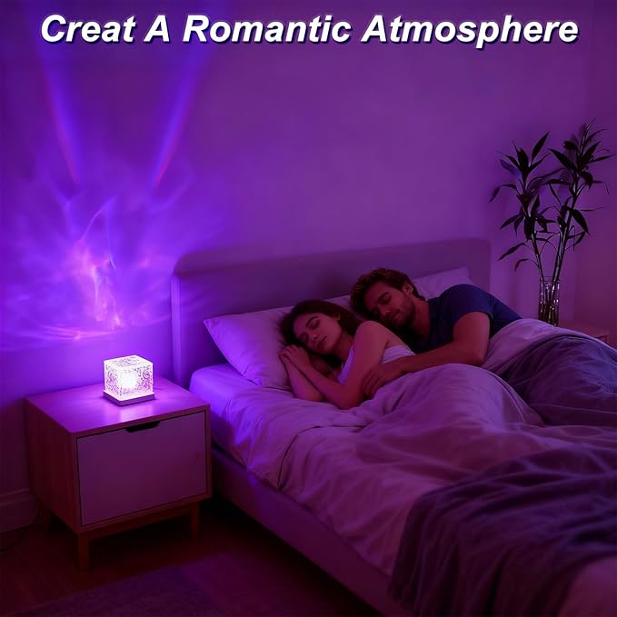 Rechargeable Shower Lights for Inside Shower, 16 Color Ocean Wave Projector Light, Dimmable Rotating Dynamic Water Ripple Light Ocean Lamp for Bedroom Classroom Bathroom Bath Tub Spa