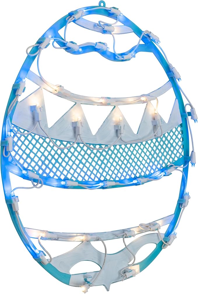 LED Lighted Easter Egg Spring Window Decoration - 17" - Blue