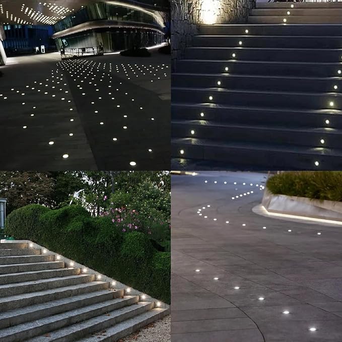 203 LED Underground Lamp, 1W, DC12-24V, IP67, Low-Voltage Recessed Type, Stainless Steel 304 Cover, Suitable for Outdoor Grounds, Decks, Squares, Parks, Courtyards (3000K, 4Packs)
