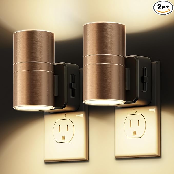 L LOHAS LED Night Light, 2 Pack Night Lights Plug into Wall, Automatic Dusk to Down Nightlight, 3000K Soft White 0-100LM Dimmable Modern Nightlight for Kids Bedroom Hallway