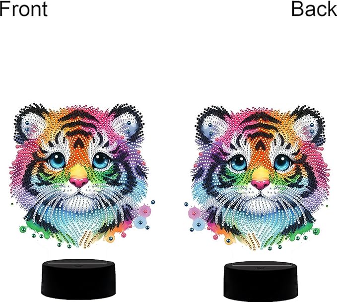 Tiger Diamond Art Painting Night Light,Diamond Art Painting Kits Desktop Touch Lamp Ornaments for Tabletop Decor Diamond Art Accessories for Adult Beginner Bedrooms Living Room