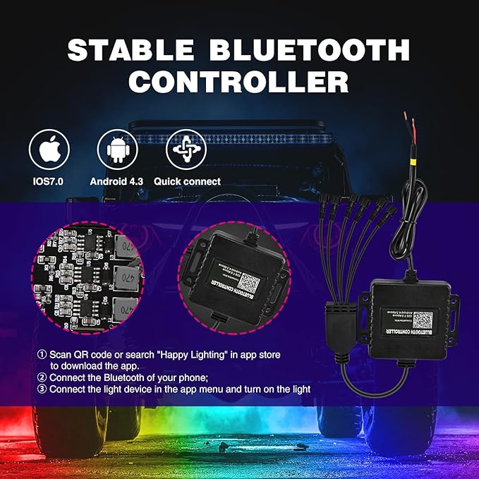 Nilight RGB LED Rock Lights Kit, 6 pods Underglow Multicolor Neon Pod with Bluetooth App Control Flashing Music Mode IP68 Exterior Wheel Well Light for Truck ATV UTV RZR SUV