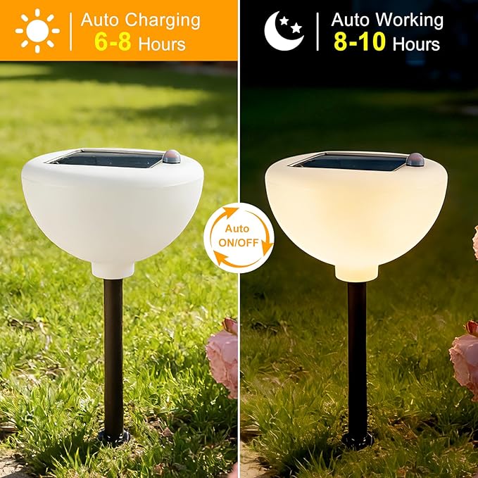 Lightdot Solar Pathway Lights Outdoor Bright Solar Powered Garden Lights Dusk to Dawn, Auto On/Off, IP65 Waterproof Decor Landscape Lighting for Yard/Lawn/Walkway/Driveway-2Pack
