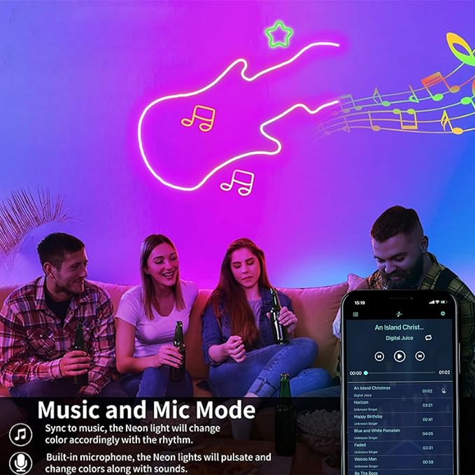 80FT Neon Rope Lights,Flexible Led Rope Light Control with App/Remote,Multiple Modes,Music Sync,IP65 Outdoor RGB Led Strip Lights Waterproof