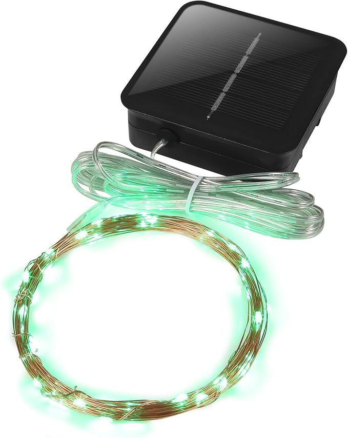 Magicnight Mini Solar String Lights Outdoor Short Tiny Fairy Twinkle Firefly Light 15 Feet 50 LEDs for Outdoor Garden Backyard décor,Green