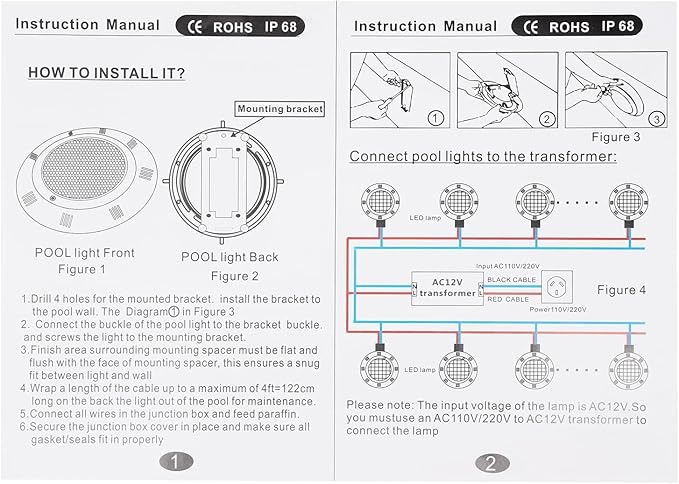 DYRABREST 11.6" Submersible Led Light -12V 36W Color Change Led Pool Light Underwater Pond Light - 7Colors + 2Color Change Modes RGB for Inground Pool w/RC IP68 Waterproof