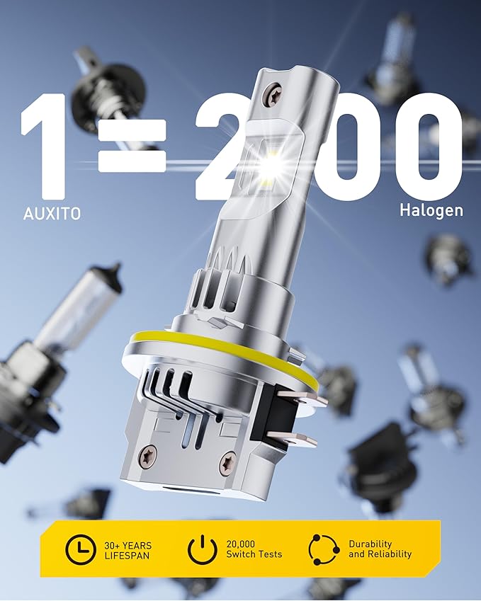 AUXITO H11B LED Bulb, 900% Ultra-Bright, 6500K White Light, Plug and Play, Long Lifespan, No Flicker, 99% Compatibility, 2PCS