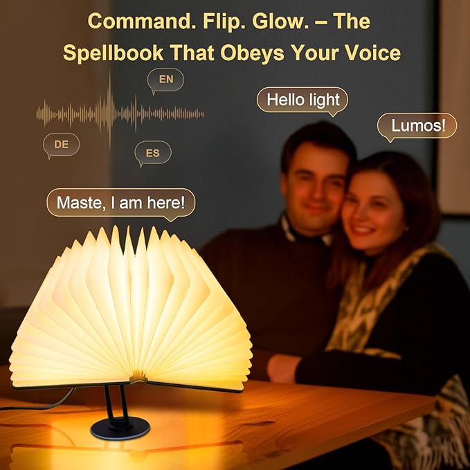 MagicBook Light - Smart Voice-Activated Book Lamp with Auto-Open/Close, Adjustable Stand & 10W RGB Desk Light for Home/Office Decor (Novelty Reading Lamp) (Art Deco 1)