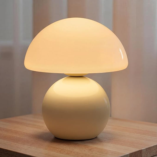 NIORSUN Mushroom Lamp Table Lamp for Bedroom, Portables Cordless Table Lamp,Wireless lamp,Small Bedside Table Touch Lamps for Living Room,Mini Mushroom 5200mAh Battery Operated Lamp Modern Cream