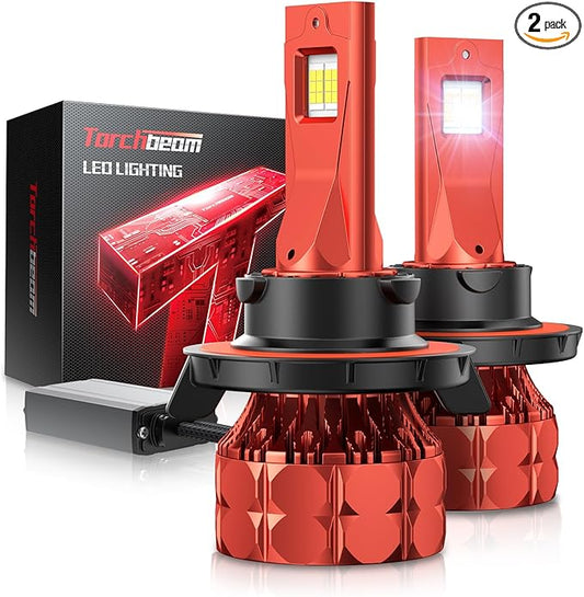 Torchbeam H13/9008 LED Bulbs T7, 68,000LM Super Bright Light Bulbs for ATVS, 6500K H13/9008 with High Speed Fan, 360°Adjustable Ring H13 Led Bulbs, 5Min Quick to Install, Pack of 2