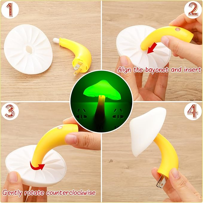 Tuanse 20 Pcs LED Color Changing Mushroom Night Light, Cute 7 Color Sensor Mushroom Shaped Plug in Lamp, Christmas Gift, Decorative Light Decor for Adults Room Bedroom Thanksgiving