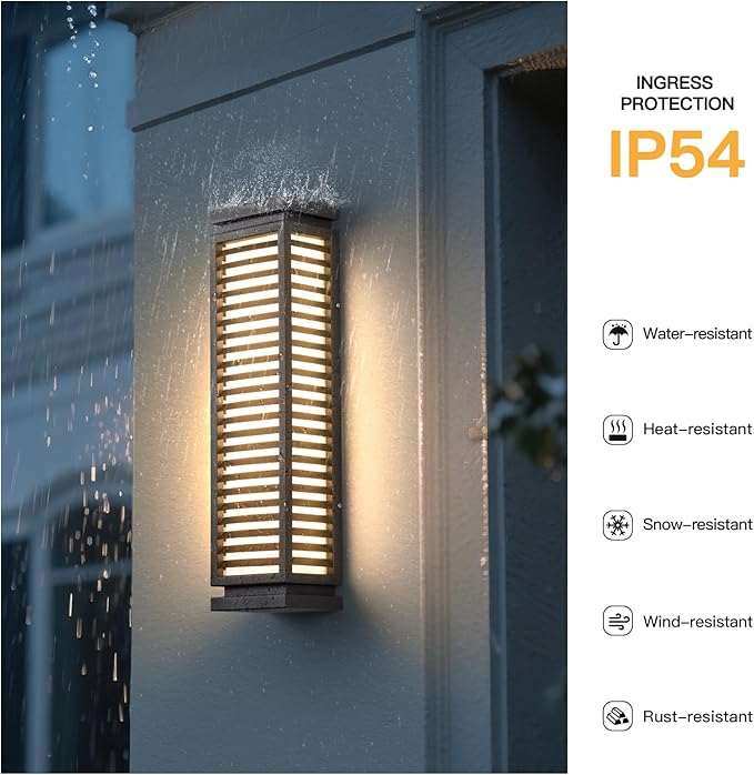 Outdoor Wall Lights, 23.6" Large Exterior Lighting Fixtures Waterproof, Modern Wall Mount Lamp Hard Wired 3000K LED Front Porch Lantern Garage Sconce for House Outside Patio Garden Fence Backyard