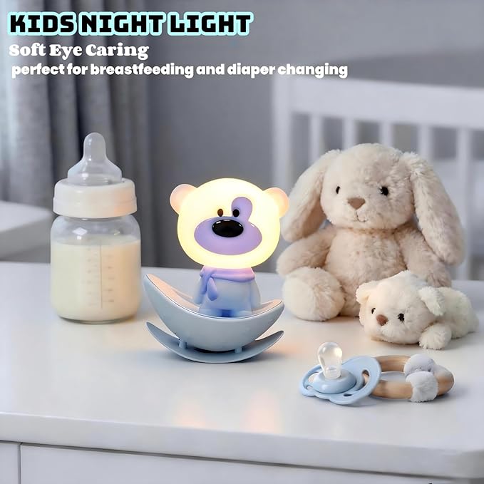 Night Lights for KidS,Rechargeable Nursery Night light,Small Lamps for Baby Nursery,Bluey Lamp Bear, Soft Warm Light,Breastfeeding,Sleep Aid,Cute Easter Gifts for Baby Toddler Kids Boys Girls