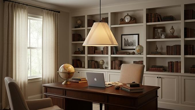 Aspen Creative 32100 French V-drape Pleated Spider Construction Lamp Shade, Ivory Cotton Fabric, 6"Top x 17"Bottom x 12"Slant